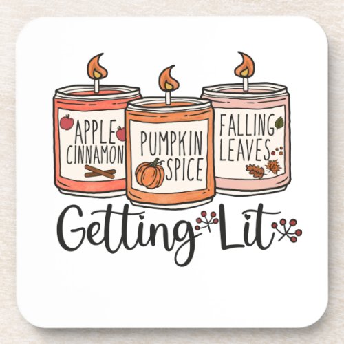 Getting Lit Witty Fall Candle Lover Beverage Coaster