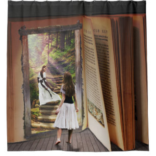 Getting Lost in imagination while reading book Shower Curtain