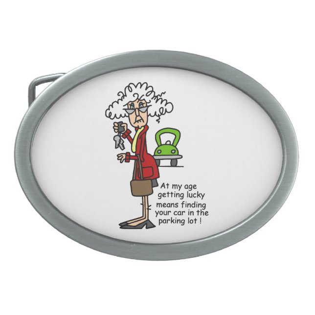 Getting Lucky Humor Oval Belt Buckle (Front)
