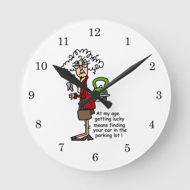 Getting Lucky Humor Round Clock (Front)