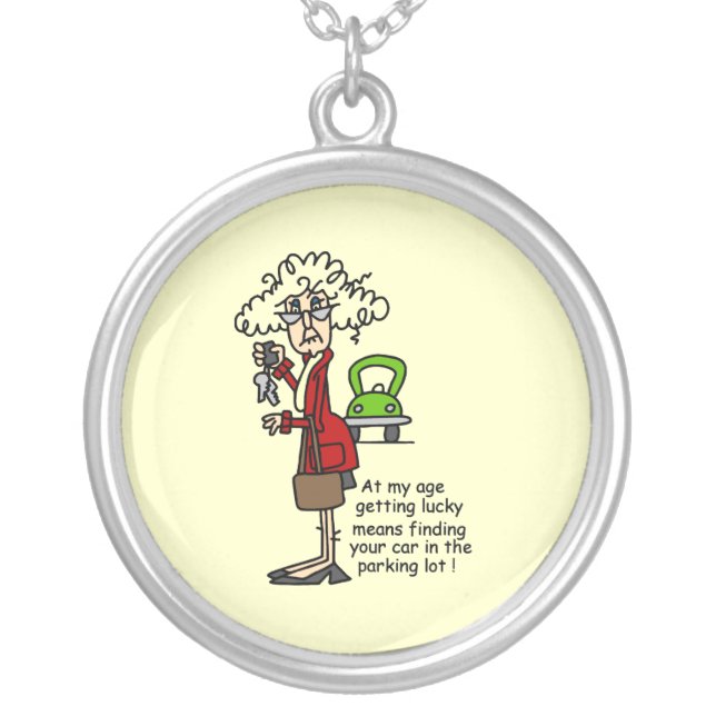 Getting Lucky Humor Silver Plated Necklace (Front)
