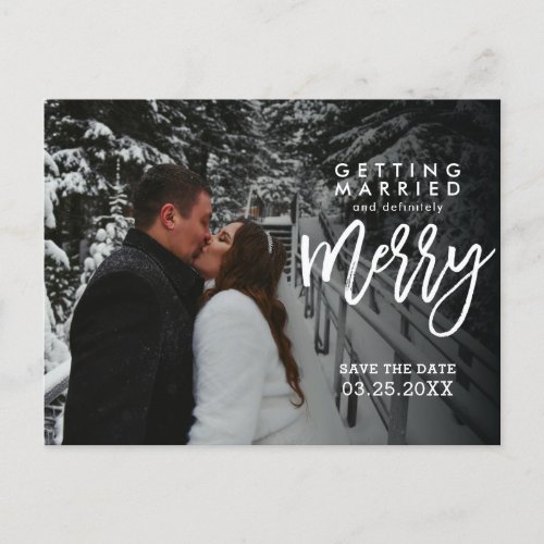 Getting Married and Definitely Merry Save The Date Postcard