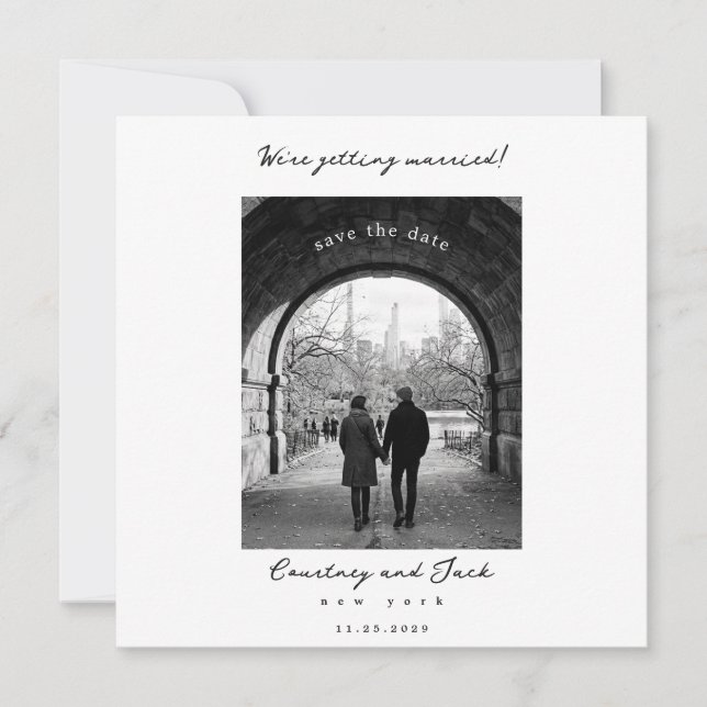 Getting married Black Save The Date Invitation (Front)