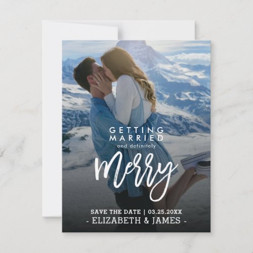 Getting Married Definitely Merry Save The Date Holiday Card