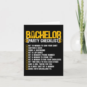 Getting Married Groom Funny Bachelor Party Checkli Card