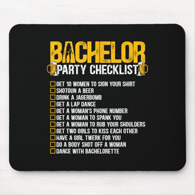 Getting Married Groom Funny Bachelor Party Checkli Mouse Pad (Front)