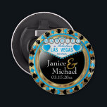 Getting Married in Las Vegas - Baby Blue Bottle Opener<br><div class="desc">Bottle Opener. Featured in a married in Las Vegas style design with a baby blue and faux gold metallic look ready for you to personalize. More colors are available. 📌If you need further customization, please click the "Click to Customize further" or "Customize or Edit Design"button and use our design tool...</div>