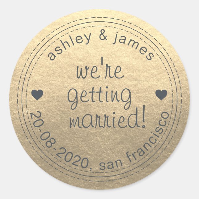 Getting Married Save the Date Gold Envelope Seal (Front)