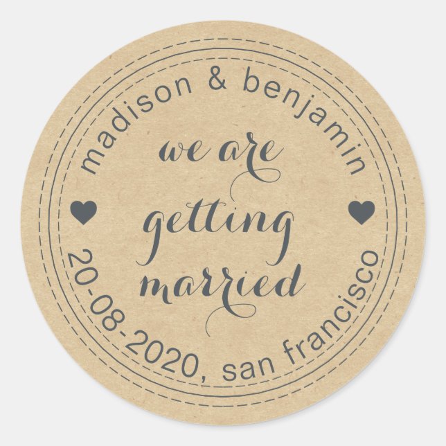 Getting Married Save the Date Kraft Envelope Seal (Front)
