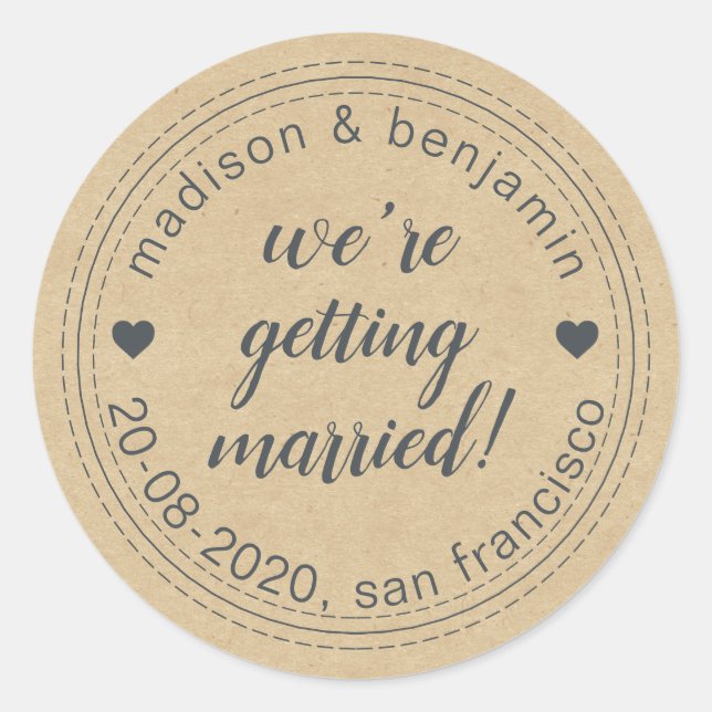 Getting Married Save the Date Kraft Envelope Seal (Front)