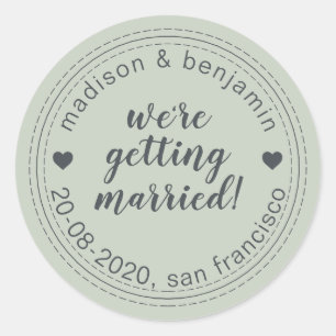 Getting Married Save the Date Pastel Green Classic Round Sticker