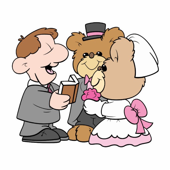 getting married teddy bear wedding couple photo cut outs