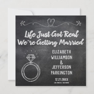Getting Married Wedding Ring Modern Chalkboard Save The Date