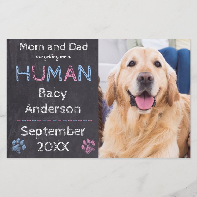 Getting Me A Human Dog Baby Pregnancy Announcement (Front)