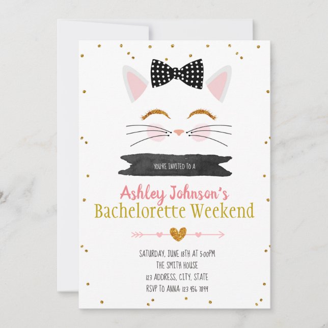 Getting meow bachelorette invitation (Front)
