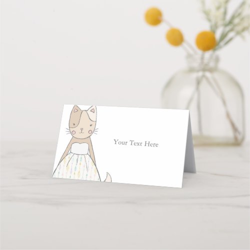 Getting Meowied Cat Theme Bridal Baby Shower Place Card