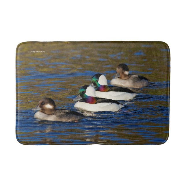 Getting My Ducks in a Row: Four Buffleheads Bathroom Mat (Front)