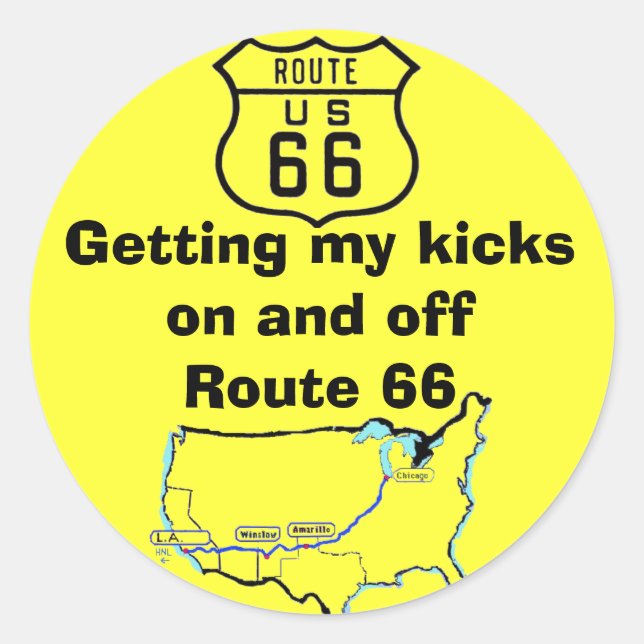 Getting My Kicks Route 66 Classic Round Sticker (Front)