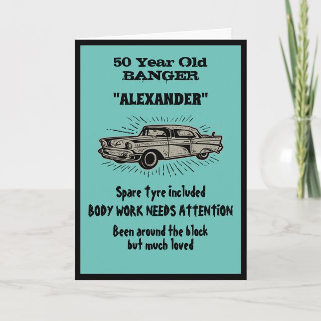 Getting Old 50th Birthday Joke Vintage Car Funny Card (Front)