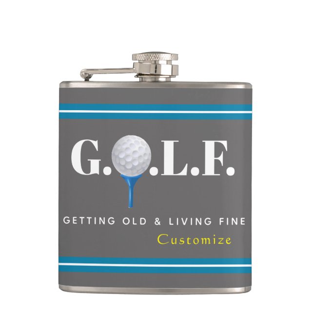  Getting Old and Living Fine Vinyl Wrapped Flask (Front)