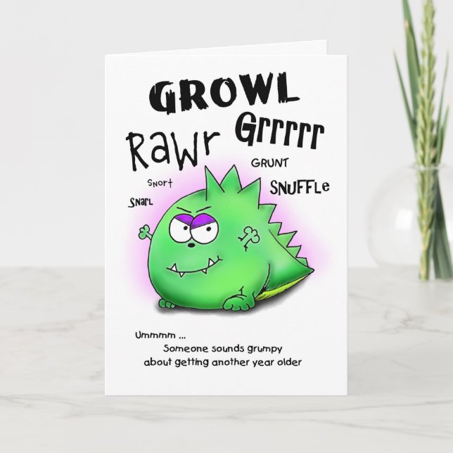 Getting Older Grumpy Dino Birthday Card (Front)