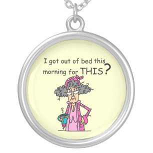 Getting Out of Bed Humor Silver Plated Necklace