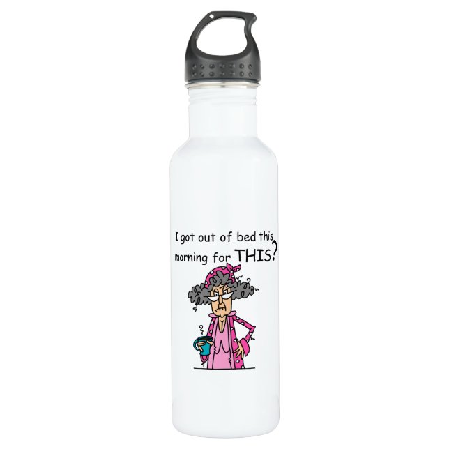 Getting Out of Bed Humor Water Bottle (Front)