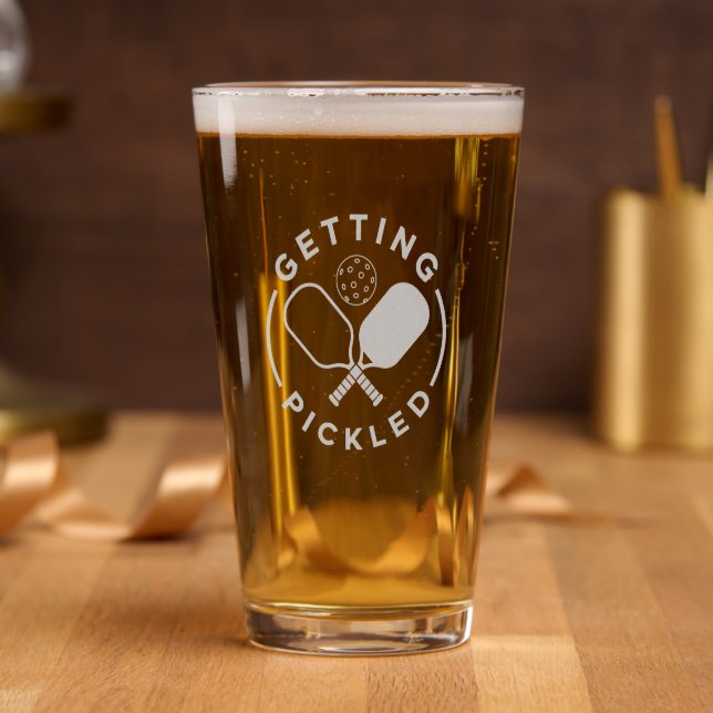 Getting Pickled: Fun and Humorous Pickleball Pint Glass (Party)