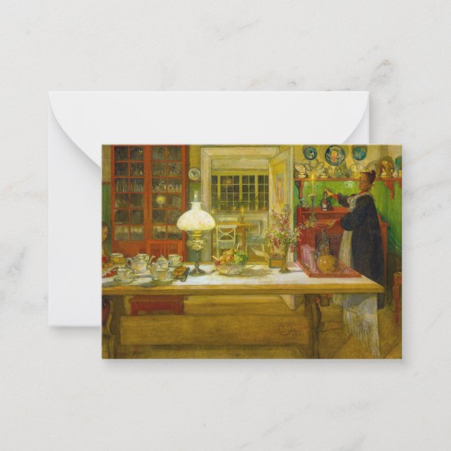 Getting Ready for a Game, 1901 by Carl Larsson Note Card (Front)