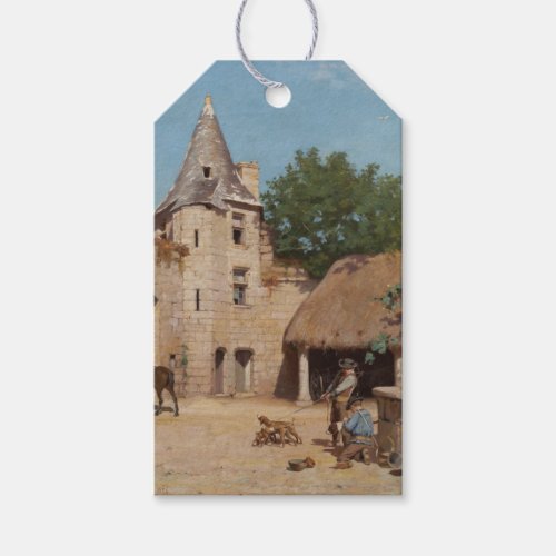 Getting Ready for the Hunt Medieval Scene Gift Tags