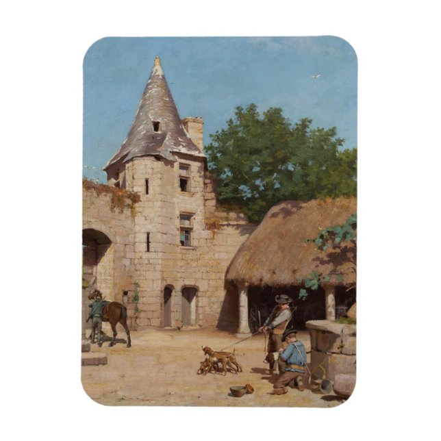 Getting Ready for the Hunt (Medieval Scene) Magnet (Vertical)