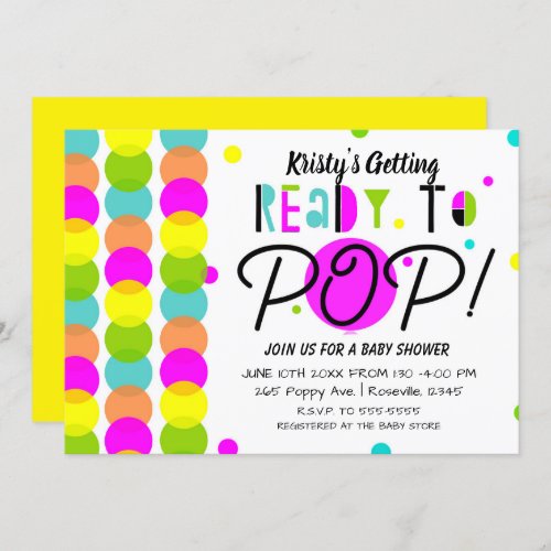 Getting Ready to Pop Modern Colorful Baby Shower Invitation