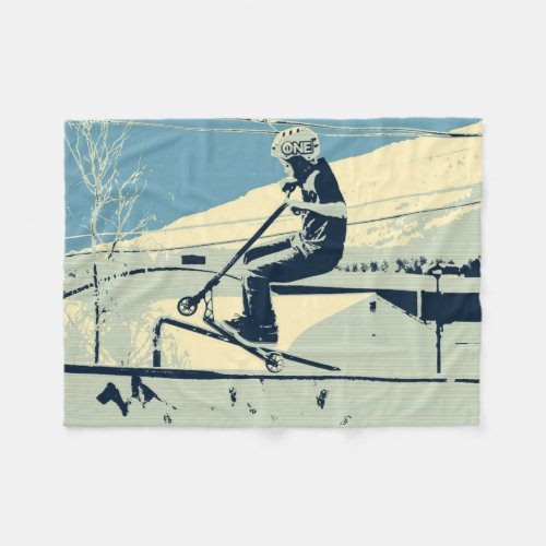 Getting Serious Air _ Stunt Scooter Rider Fleece Blanket