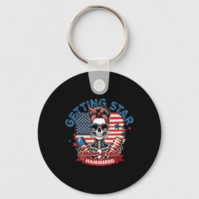 Getting Star Spangled Hammered American Skeleton 4 Keychain (Front)