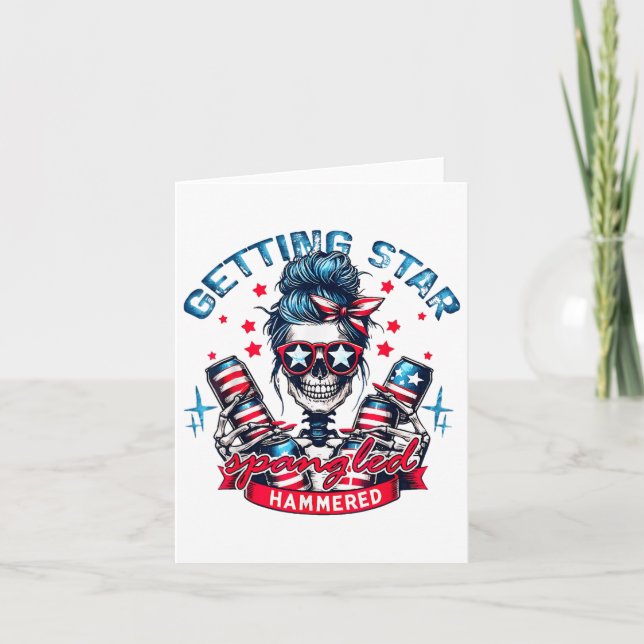 Getting Star Spangled Hammered Skeleton 4th Of Jul Card (Front)