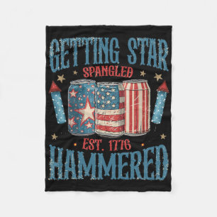 Getting Star Spangled Hammered Vintage 4th Of July Fleece Blanket