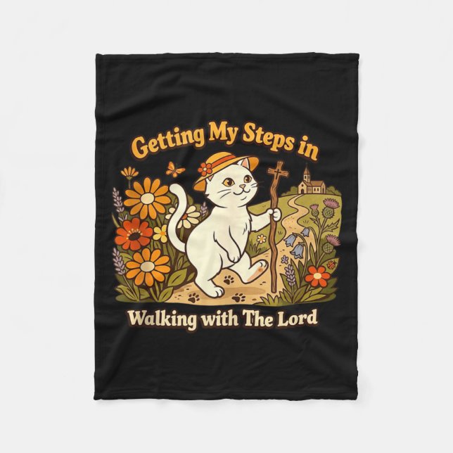 Getting Steps in Walking with The Lord Christian Fleece Blanket (Front)