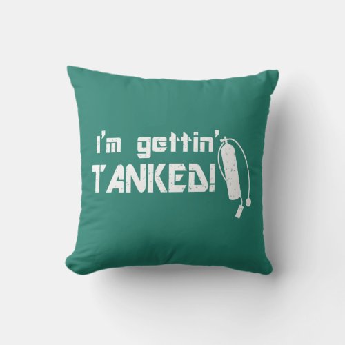 Getting Tanked Funny Scuba Divers Blue White Throw Pillow