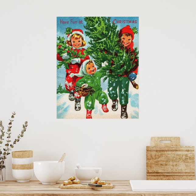 Getting The Christmas Tree Poster (Kitchen)