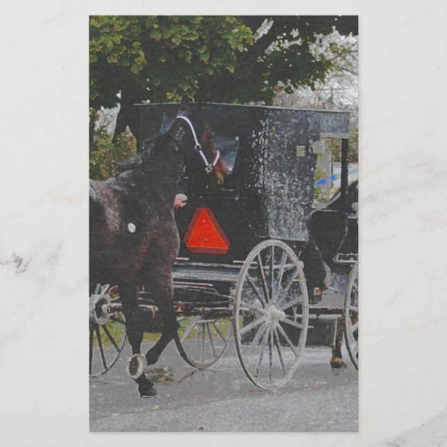 Getting the New Horse Home The Amish Way Stationery (Front)