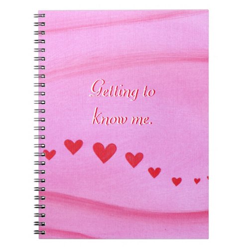 Getting to know me Red Hearts Journal Notebook