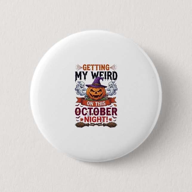 Getting Weird Halloween Pumpkin Ghosts Witch Hat_1 Button (Front)
