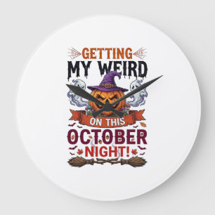 Getting Weird Halloween Pumpkin Ghosts Witch Hat_1 Large Clock