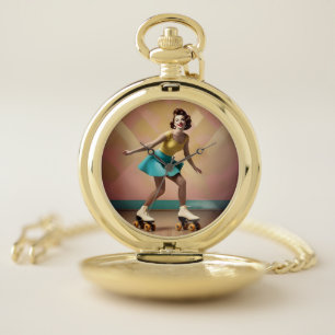 Getting Your Groove Lady Roller Skating Backwards, Pocket Watch