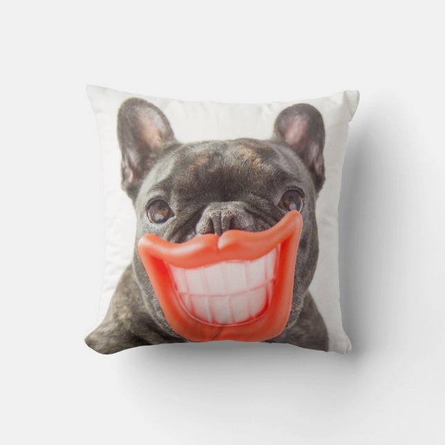 Getty Images | A Smiling Dog Throw Pillow (Front)