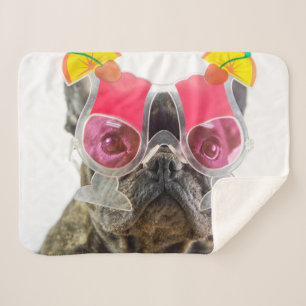 Getty Images Dog With Cocktail Glasses Sherpa Blanket