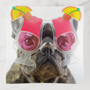 Getty Images Dog With Cocktail Glasses Trinket Tray