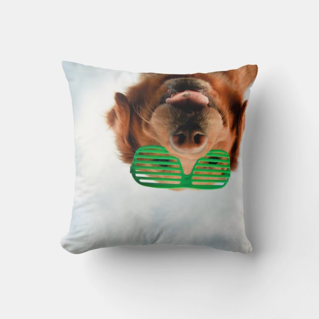Getty Images | Dog With Glasses Throw Pillow (Front)
