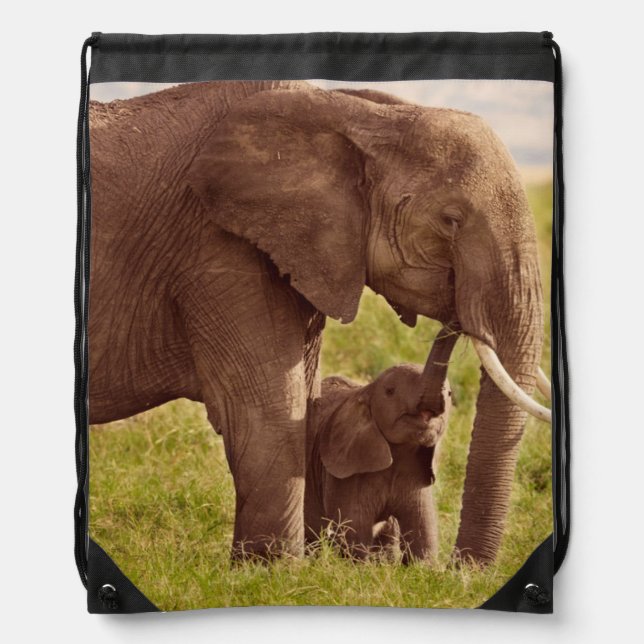 Getty Images | Elephant & Baby Drawstring Bag (Front)