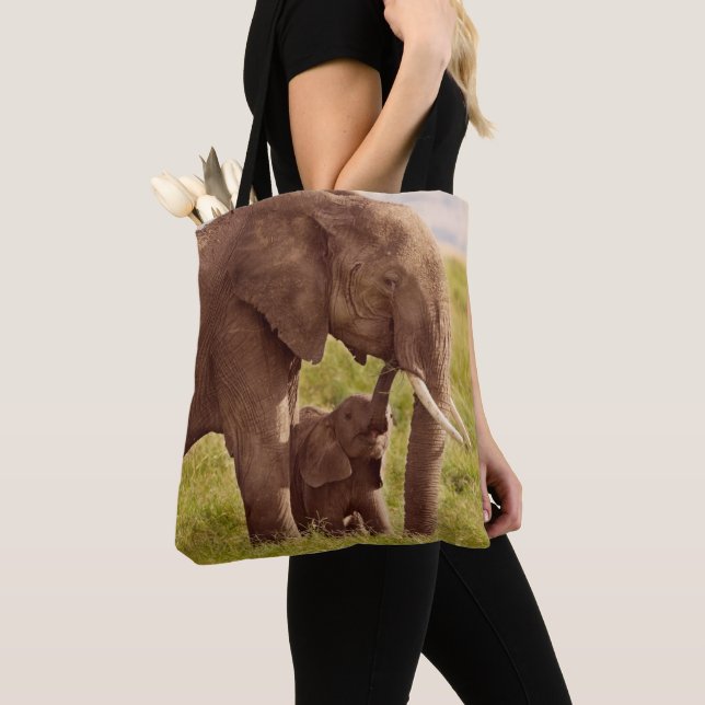 Getty Images | Elephant & Baby Tote Bag (Close Up)